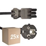 Multipack 25x Noxion GST - Compatible Supply Cable Black - Female + Schuko Europlug - 2m - 3 pole 0.75mm2