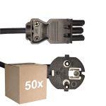 Multipack 50x Noxion GST - Compatible Supply Cable Black - Female + Schuko Europlug - 2m - 3 pole 0.75mm2